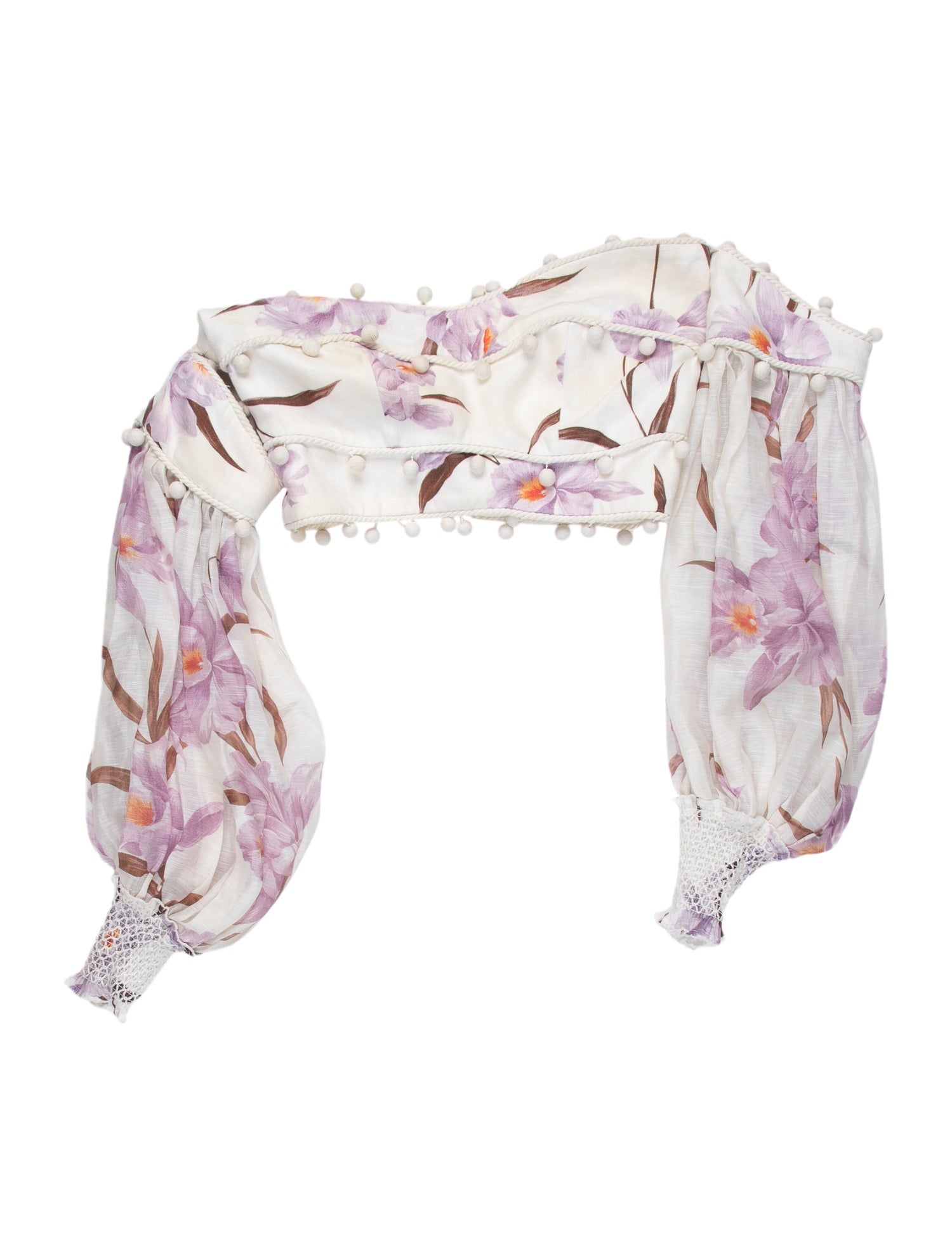 Zimmermann Linen Floral Print Crop Top