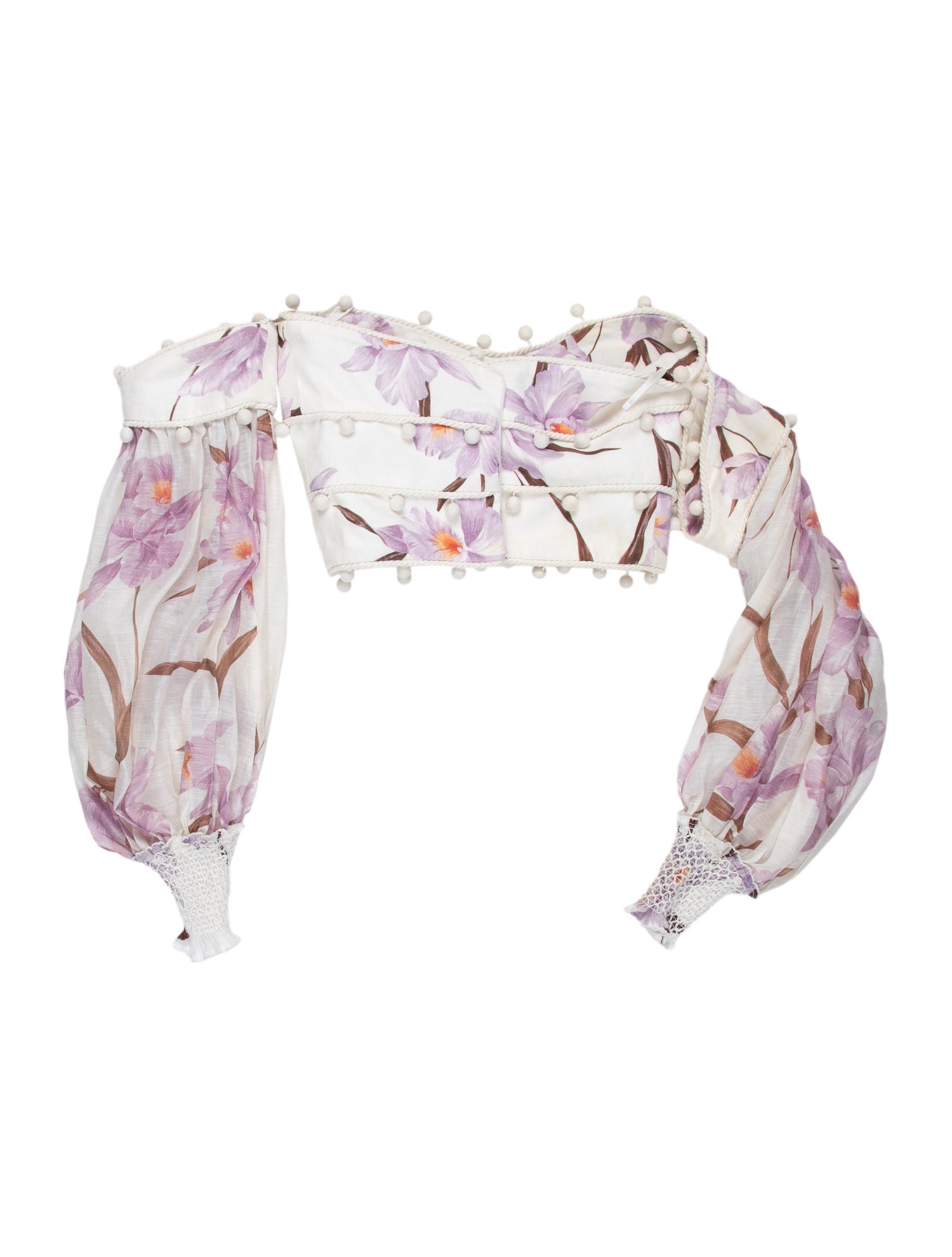 Zimmermann Linen Floral Print Crop Top