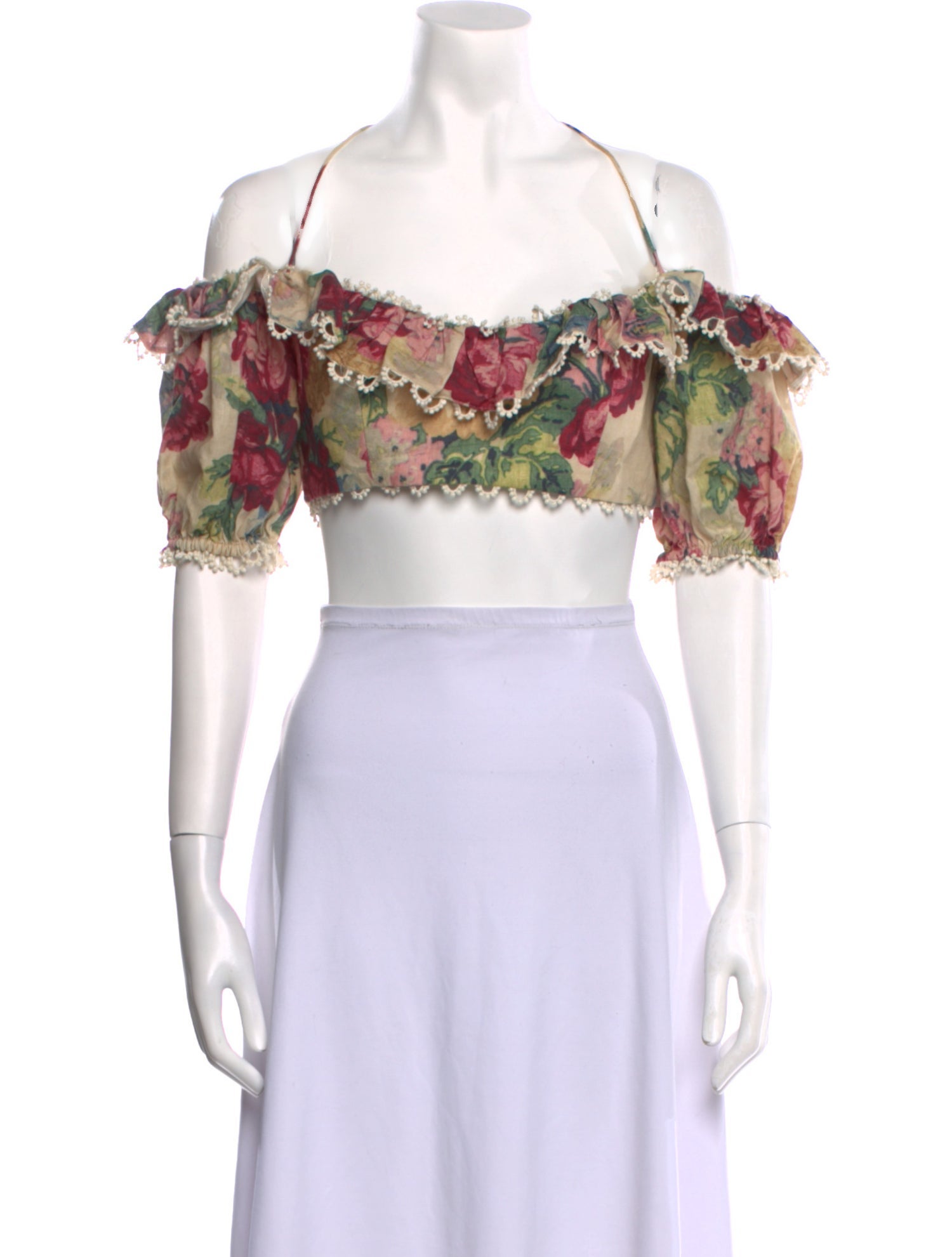 Zimmermann Linen Floral Print Crop Top