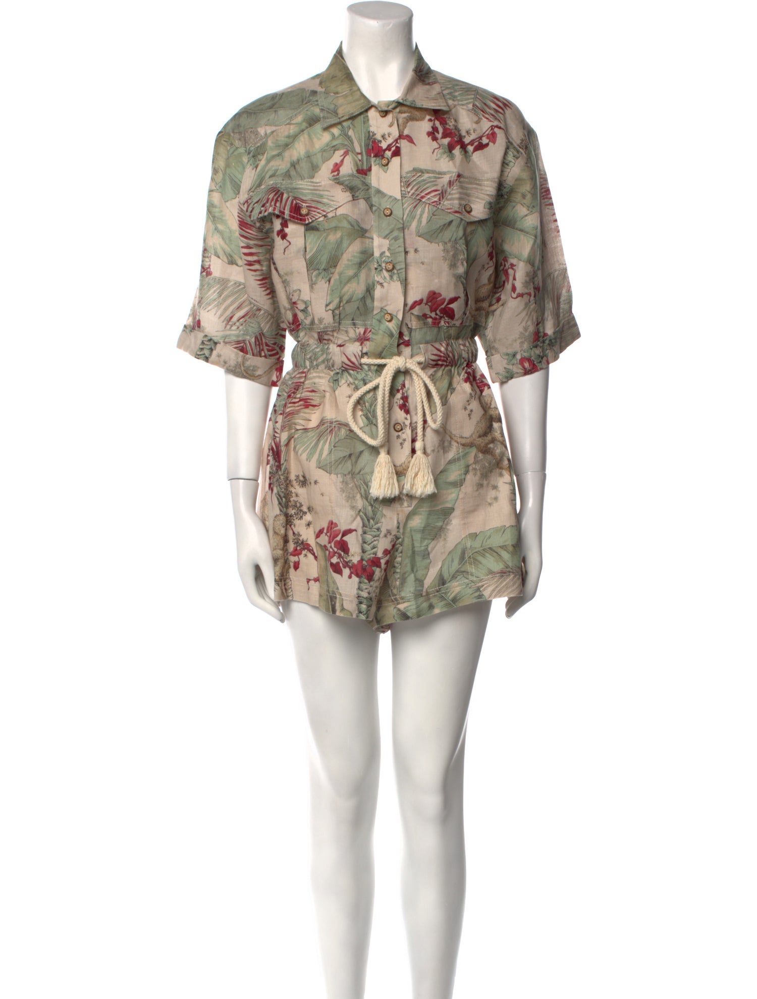 Zimmermann Linen Floral Print Romper