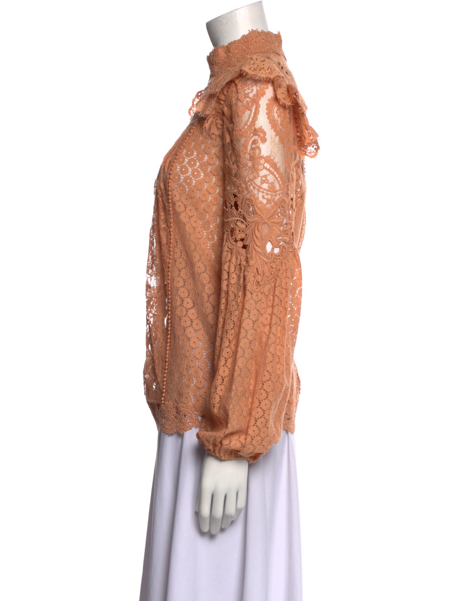 Zimmermann Lace Pattern Mock Neck Blouse