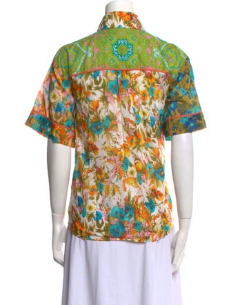 Zimmermann Printed Mock Neck Button-Up Top