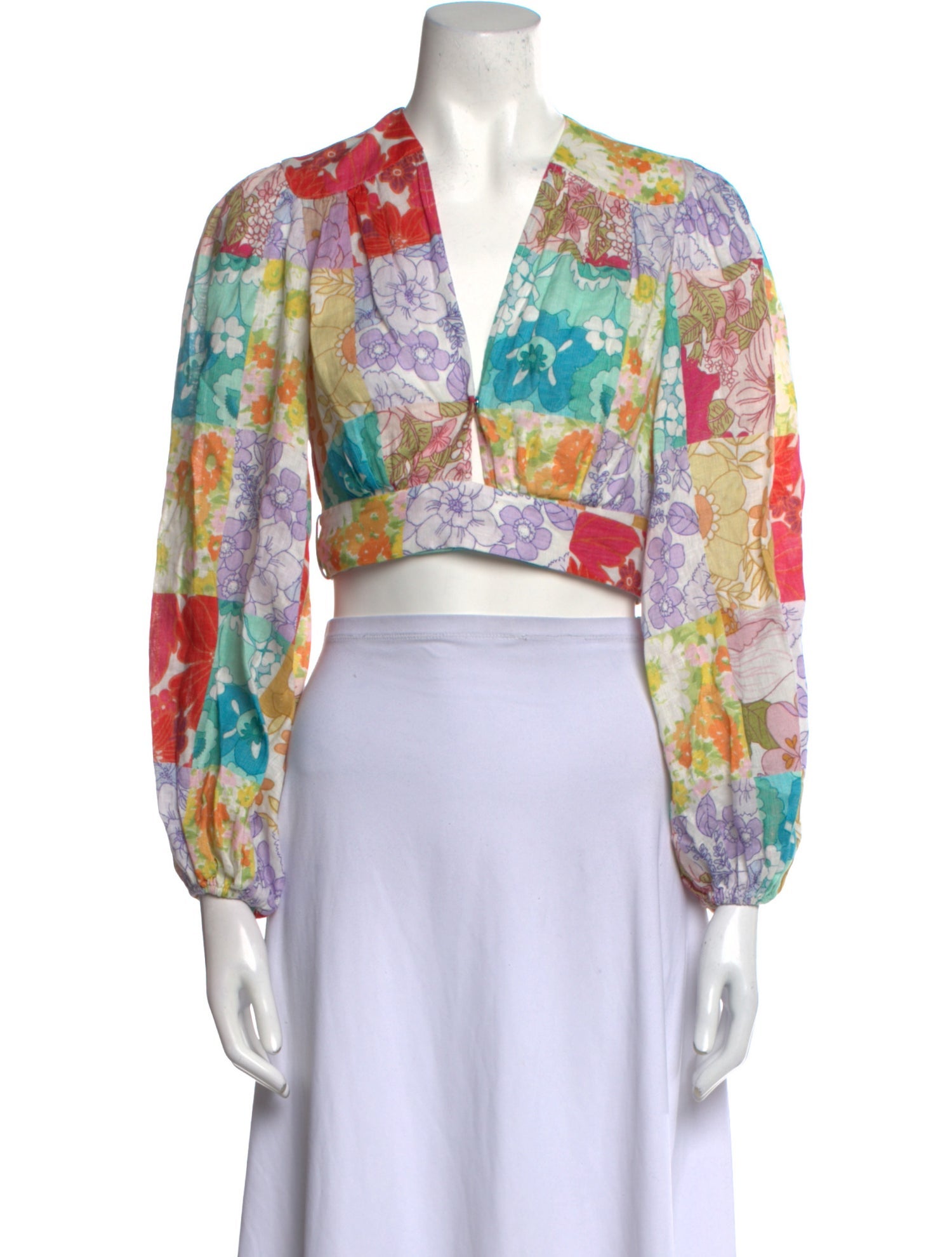 Zimmermann Linen Floral Print Crop Top