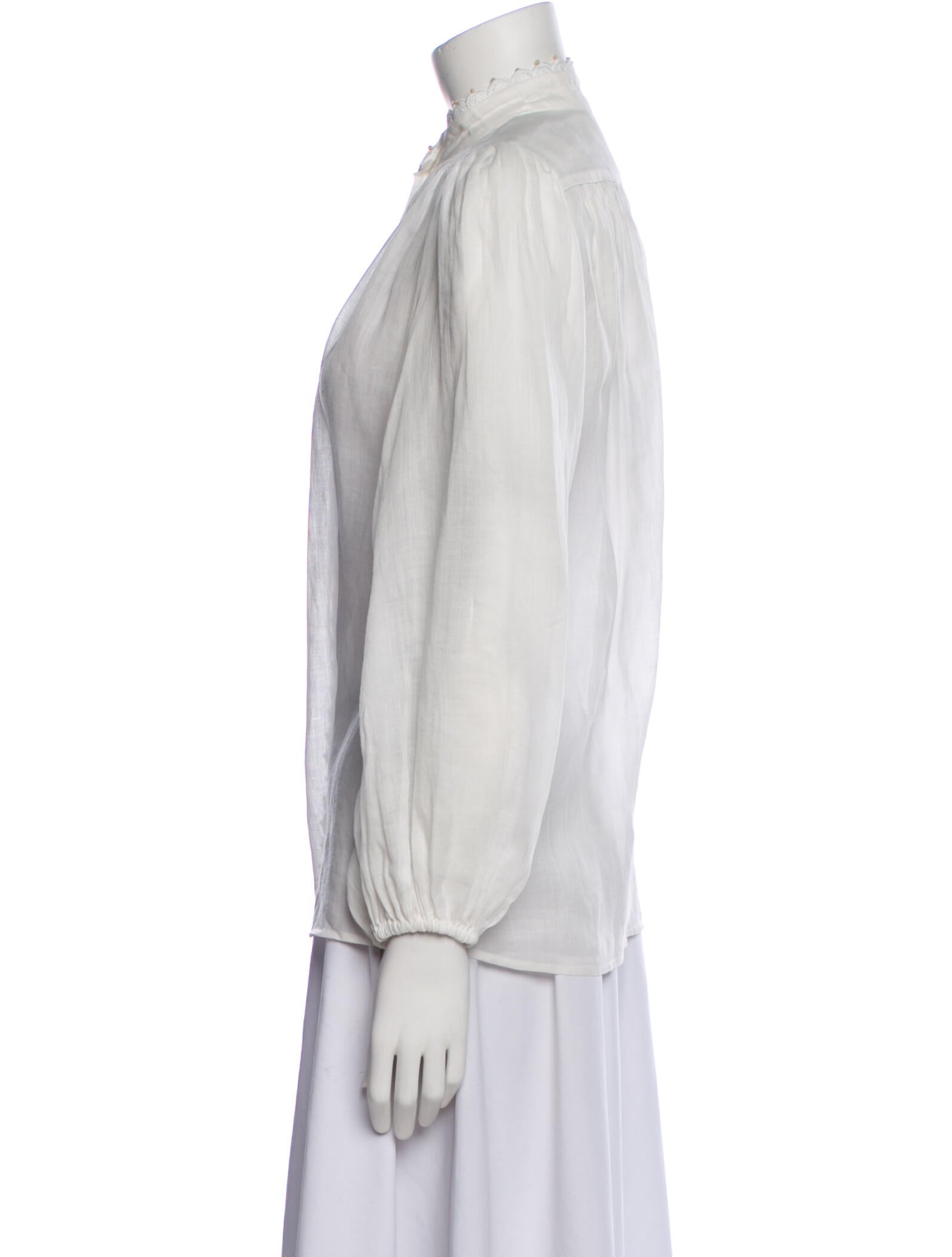 Zimmermann Mock Neck Long Sleeve Button-Up Top