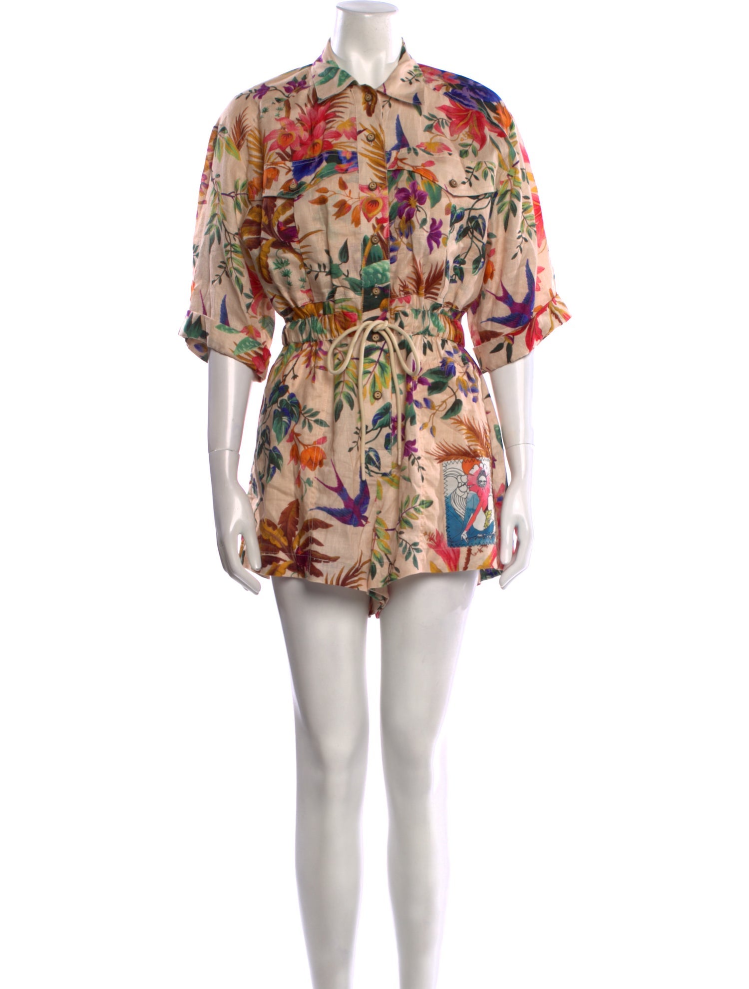 Zimmermann Linen Floral Print Romper