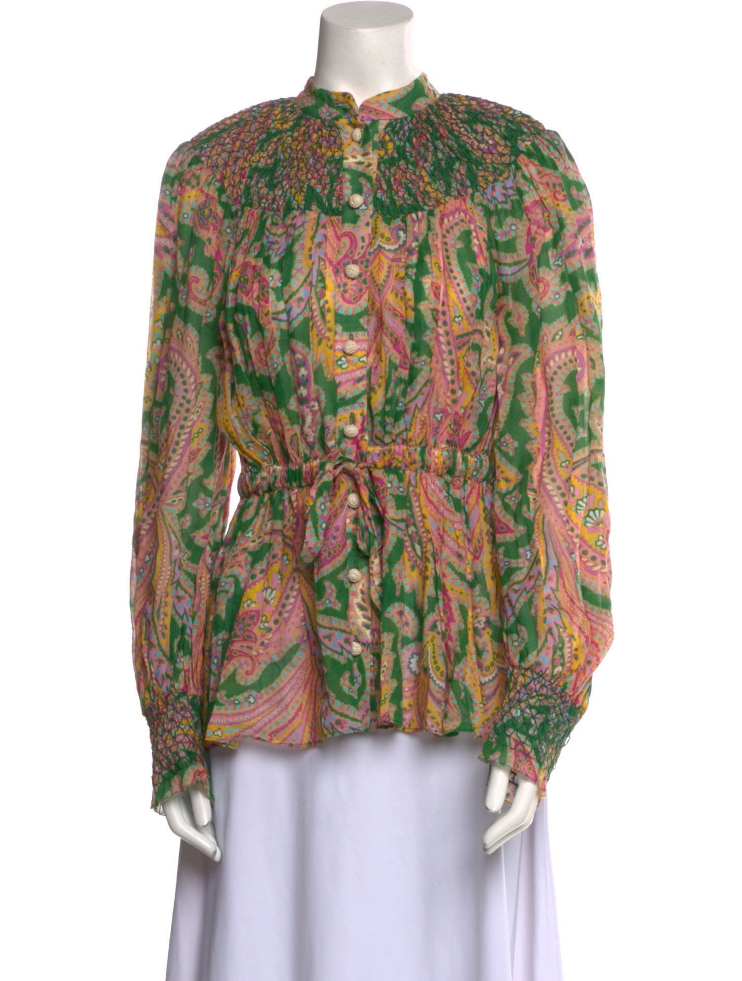 Zimmermann Printed Mock Neck Blouse