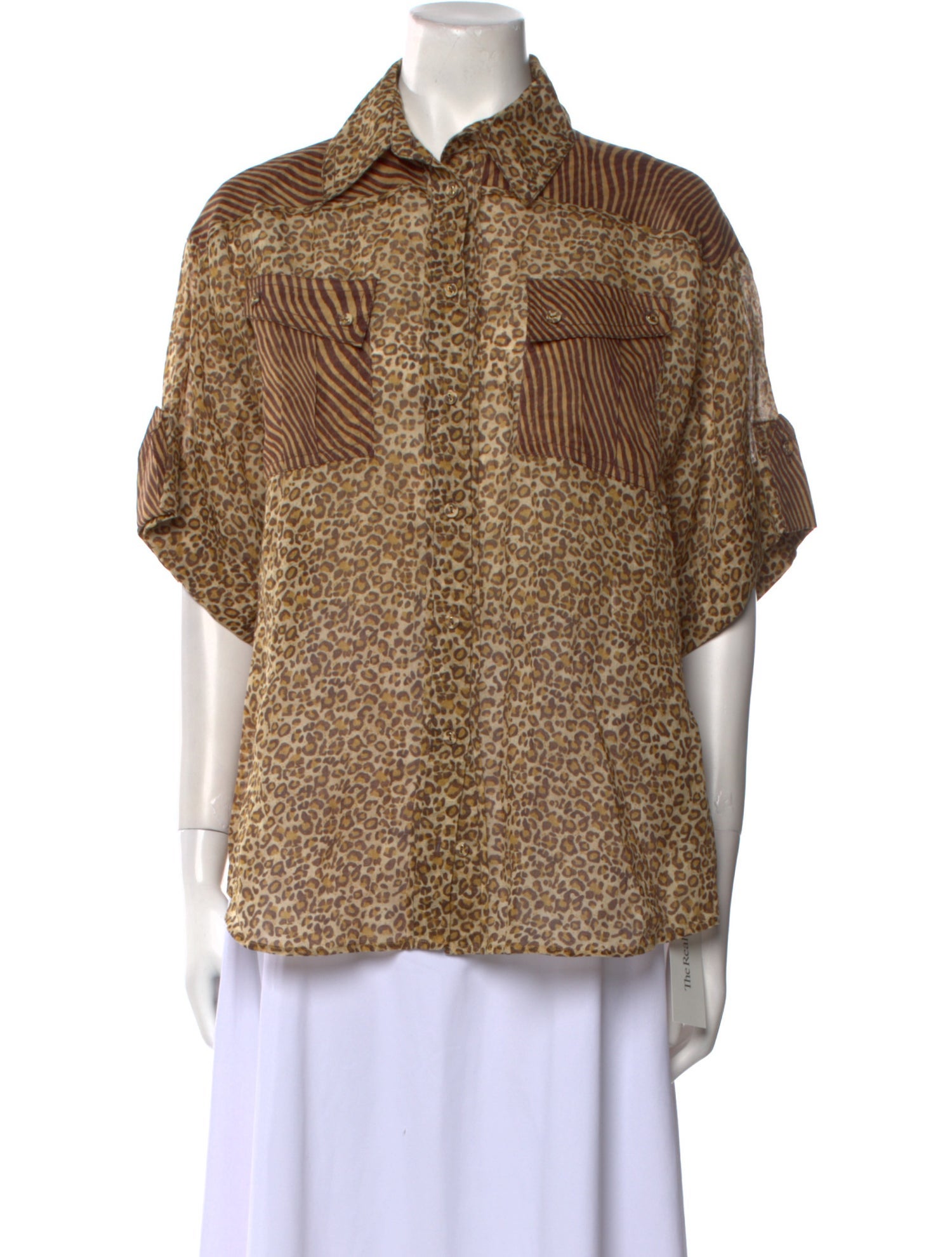 Zimmermann Printed Short Sleeve Button-Up Top