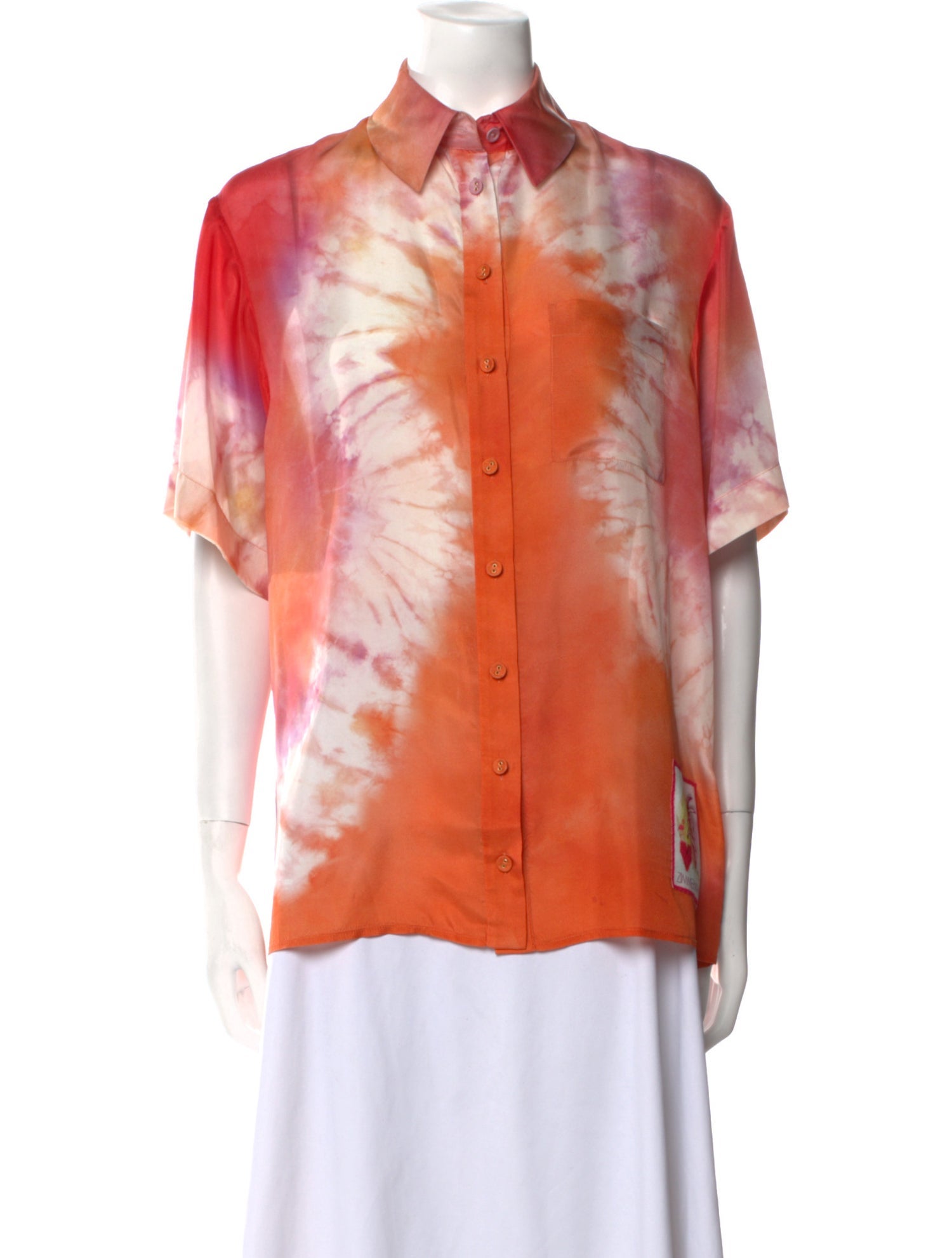 Zimmermann Silk Tie-Dye Print Button-Up Top