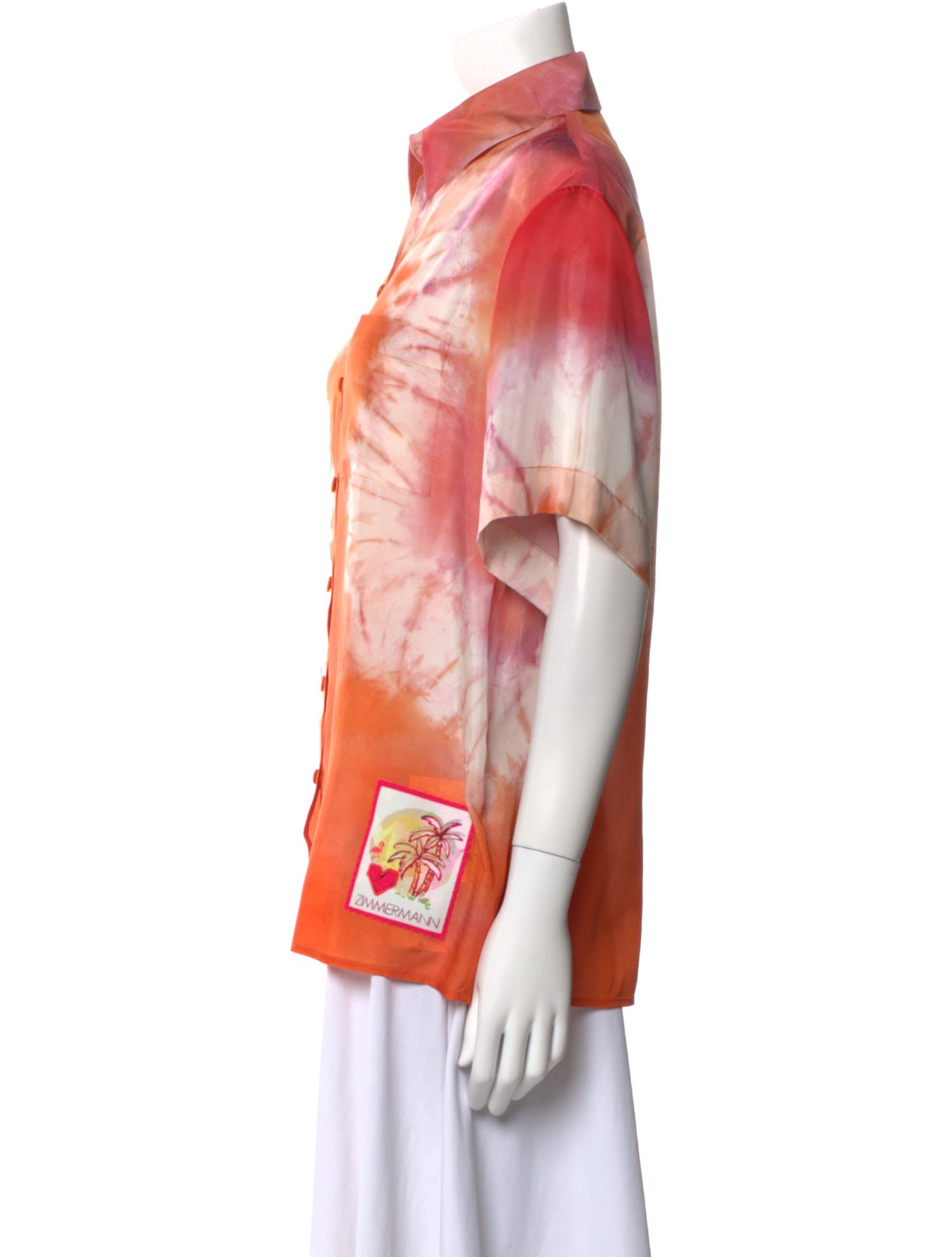 Zimmermann Silk Tie-Dye Print Button-Up Top