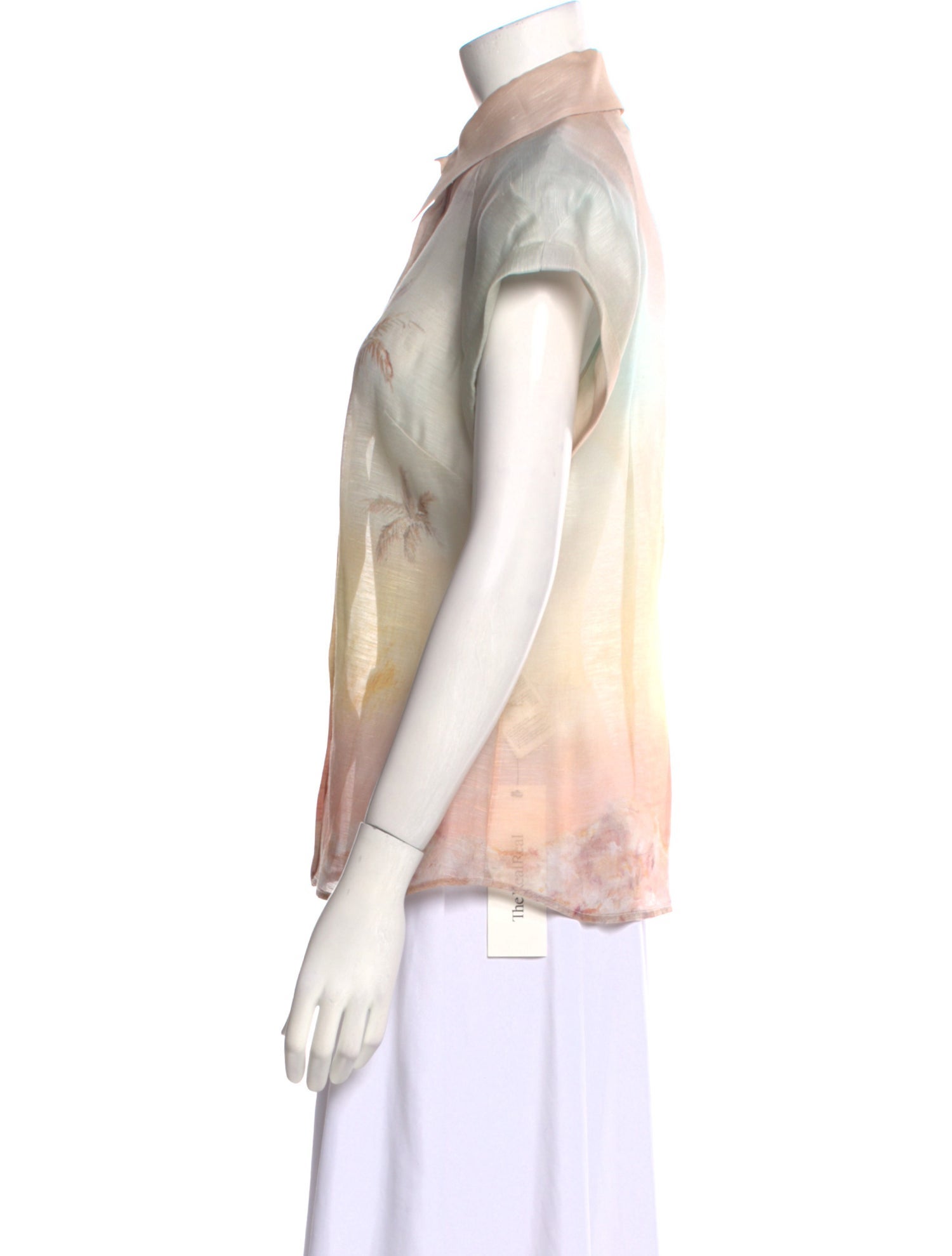 Zimmermann Linen Tie-Dye Print Button-Up Top