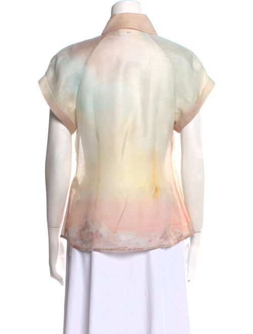 Zimmermann Linen Tie-Dye Print Button-Up Top