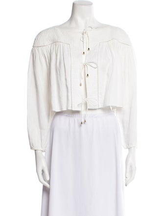 Zimmermann Linen Off-The-Shoulder Crop Top