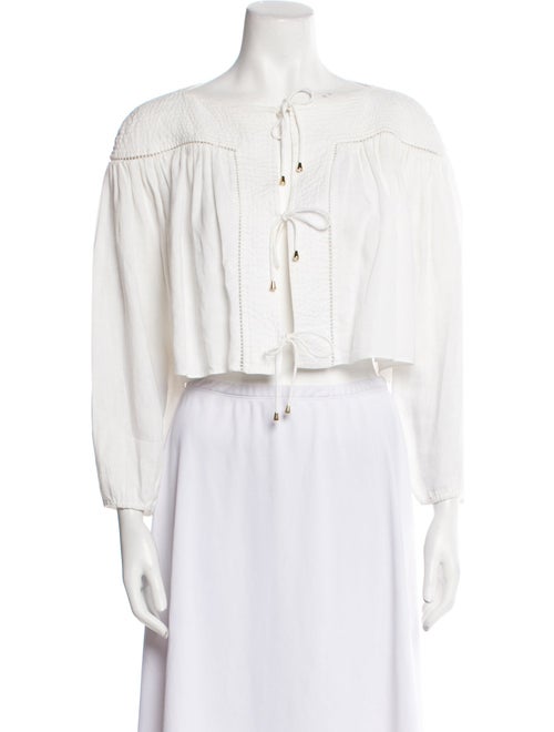 Zimmermann Linen Off-The-Shoulder Crop Top