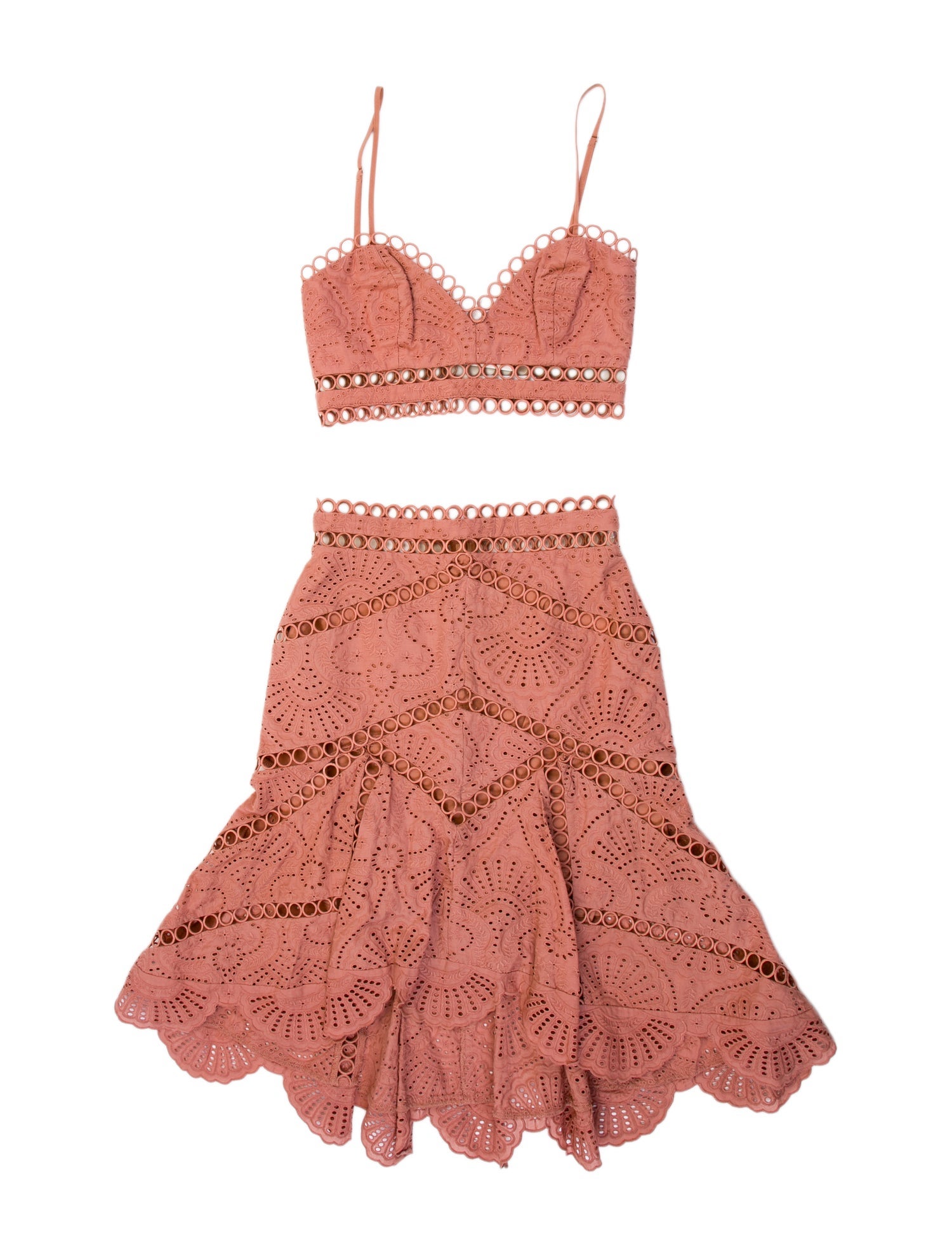 Zimmermann Lace Pattern Embroidered Accent Skirt Set