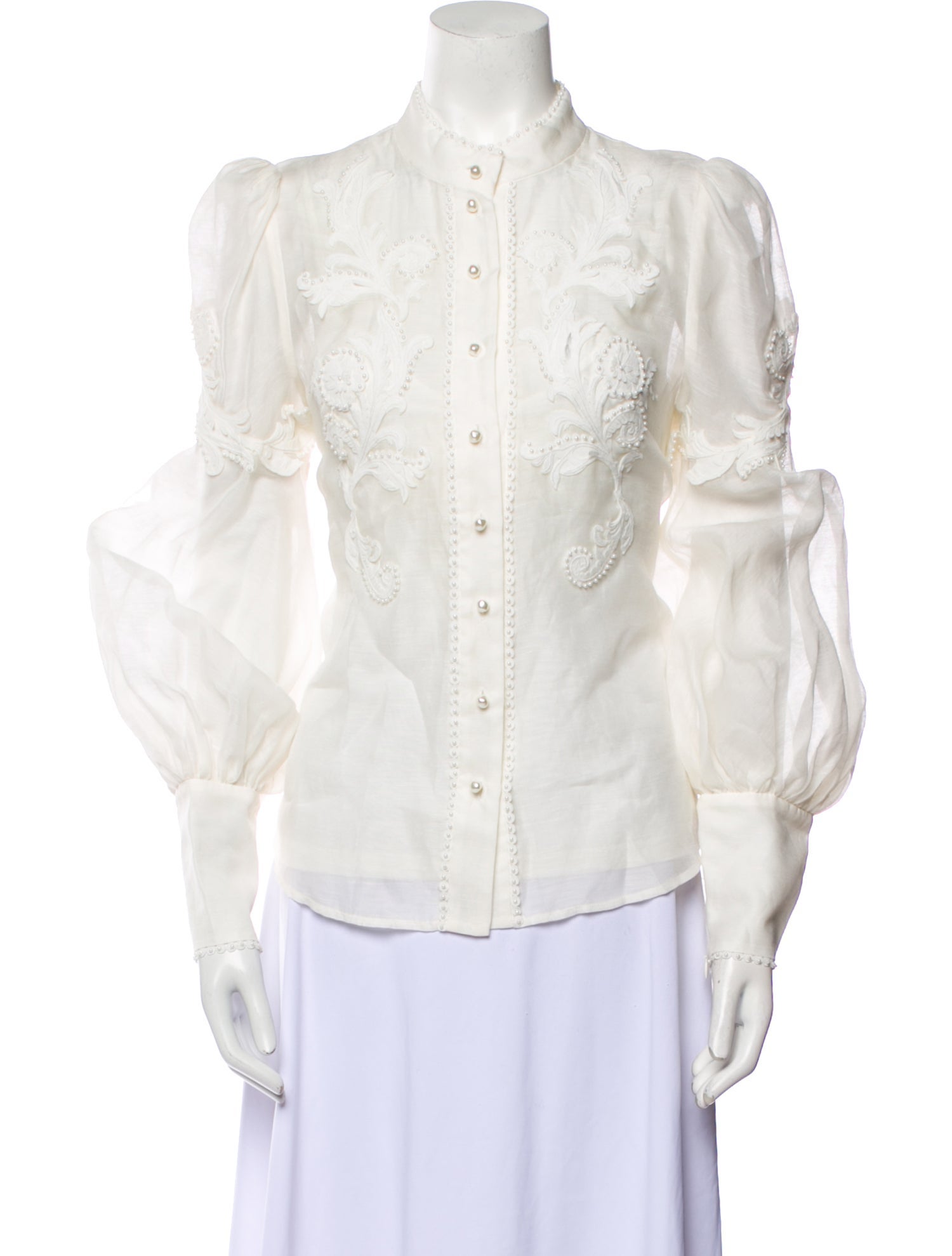 Zimmermann Linen Three-Quarter Sleeve Button-Up Top w/ Tags