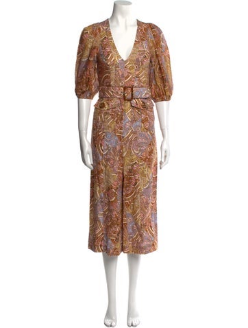 Zimmermann Jumpsuits and Rompers Linen Paisley Print Jumpsuit Petite