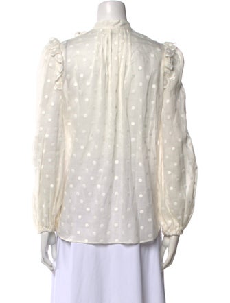 Zimmermann Lace Pattern Mock Neck Button-Up Top