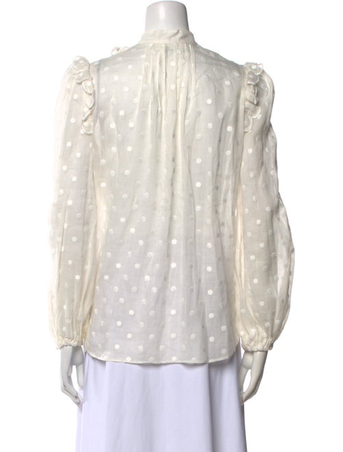 Zimmermann Lace Pattern Mock Neck Button-Up Top