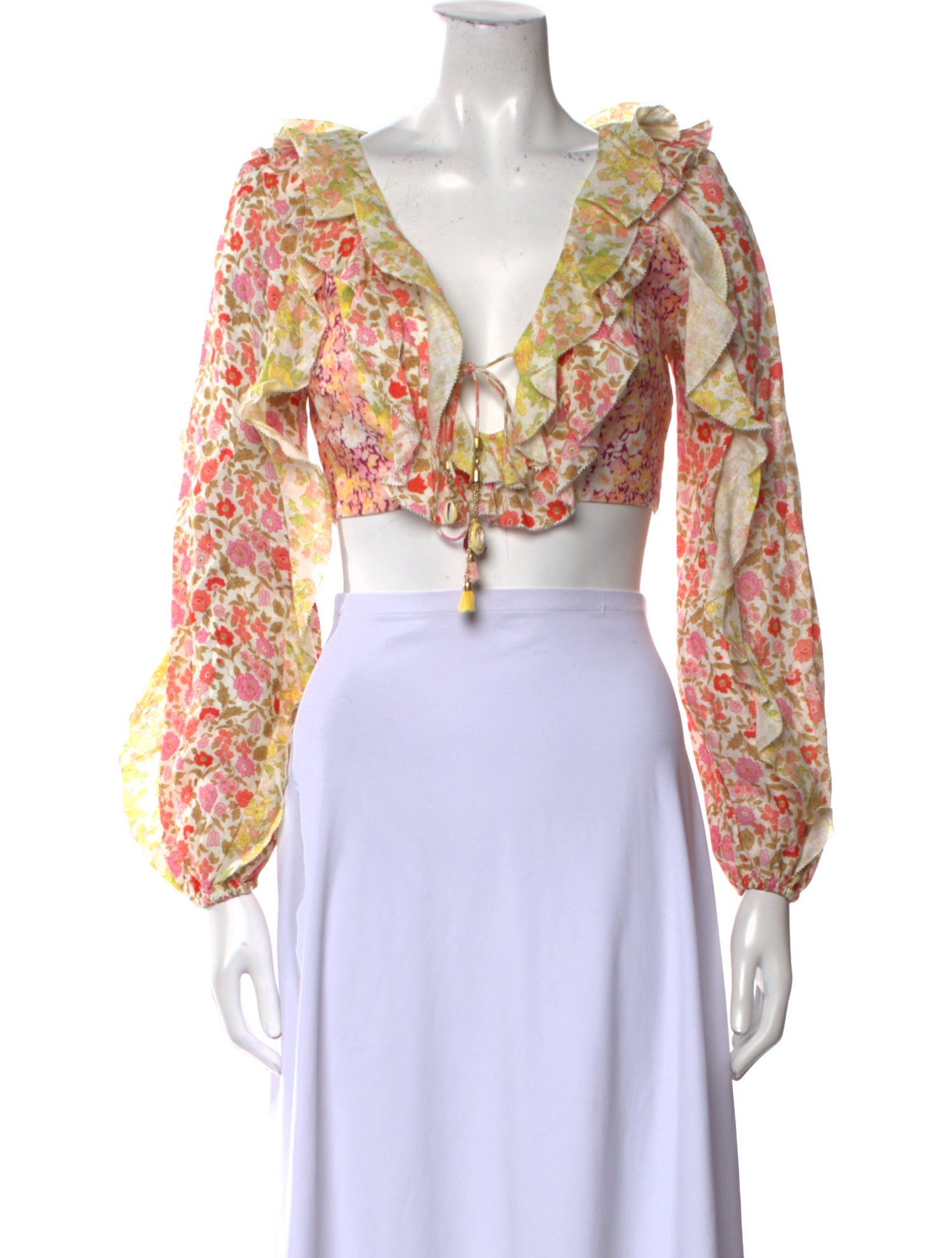 Zimmermann Linen Floral Print Crop Top w/ Tags