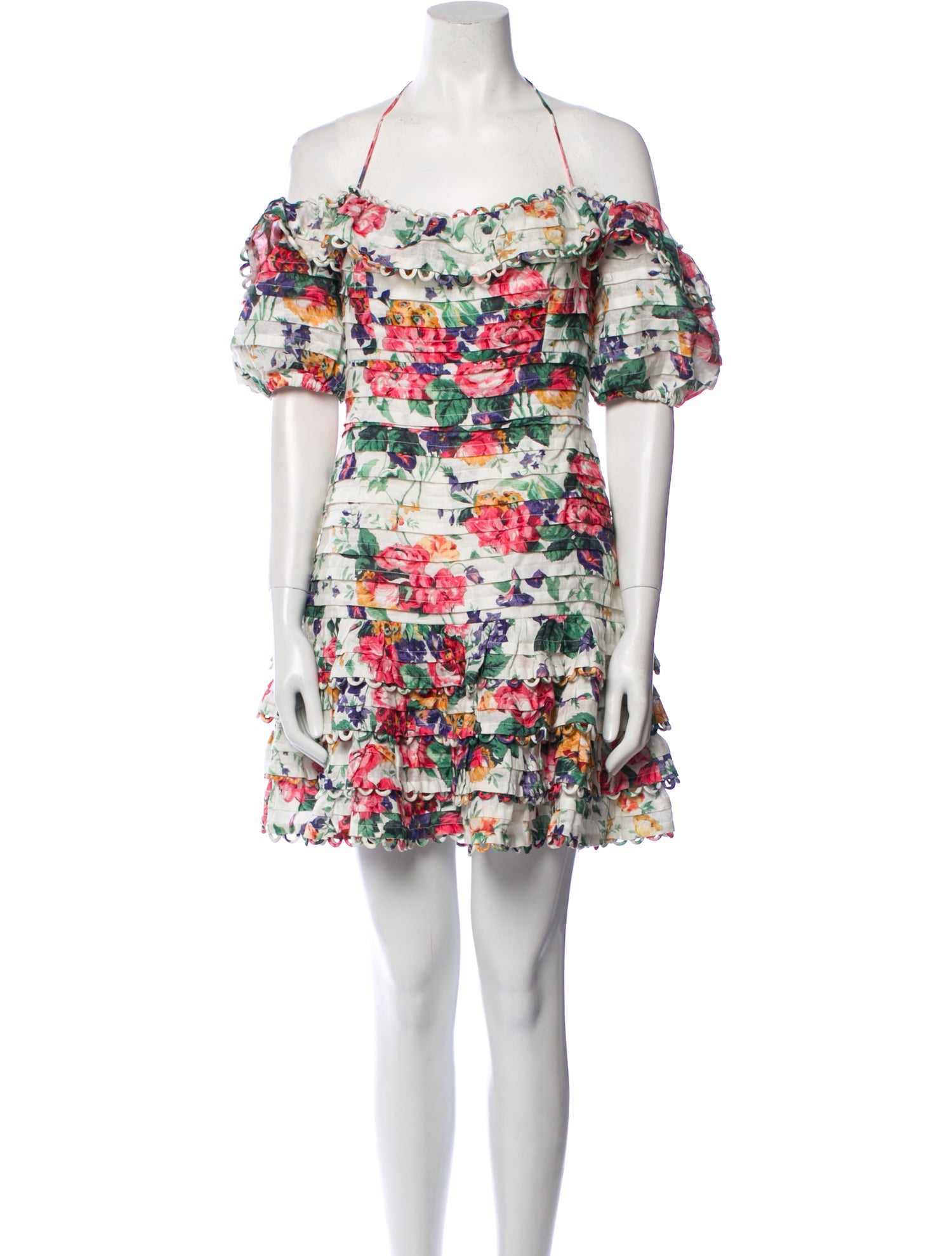 Cara Cara Floral Print Mini Dress - White Dresses, Clothing