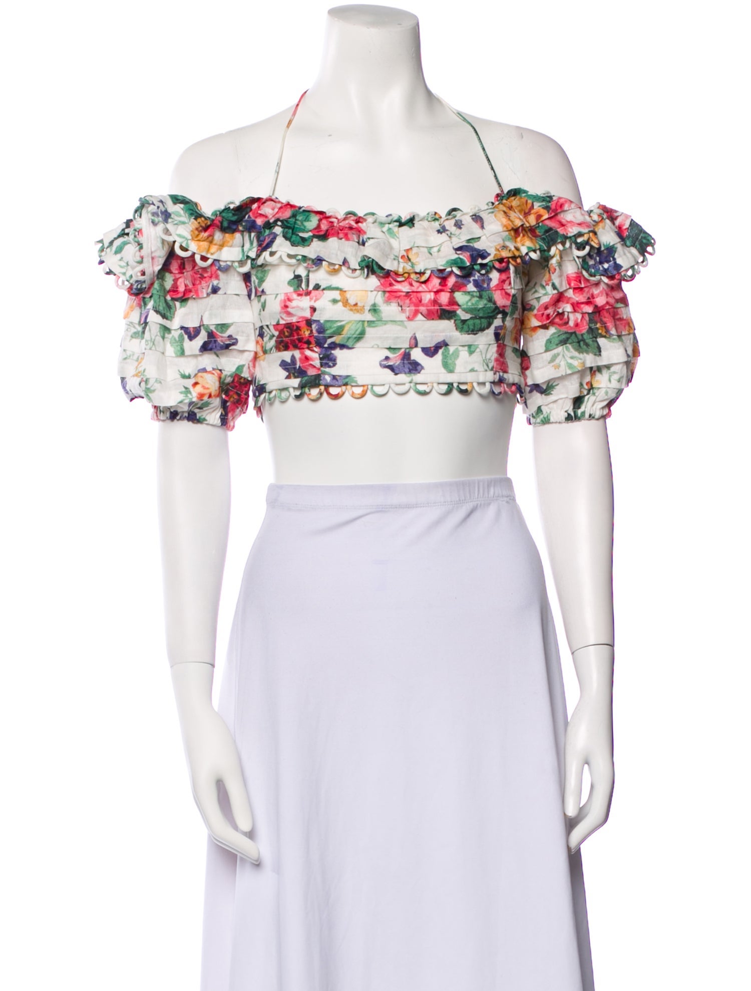 Zimmermann Linen Floral Print Crop Top