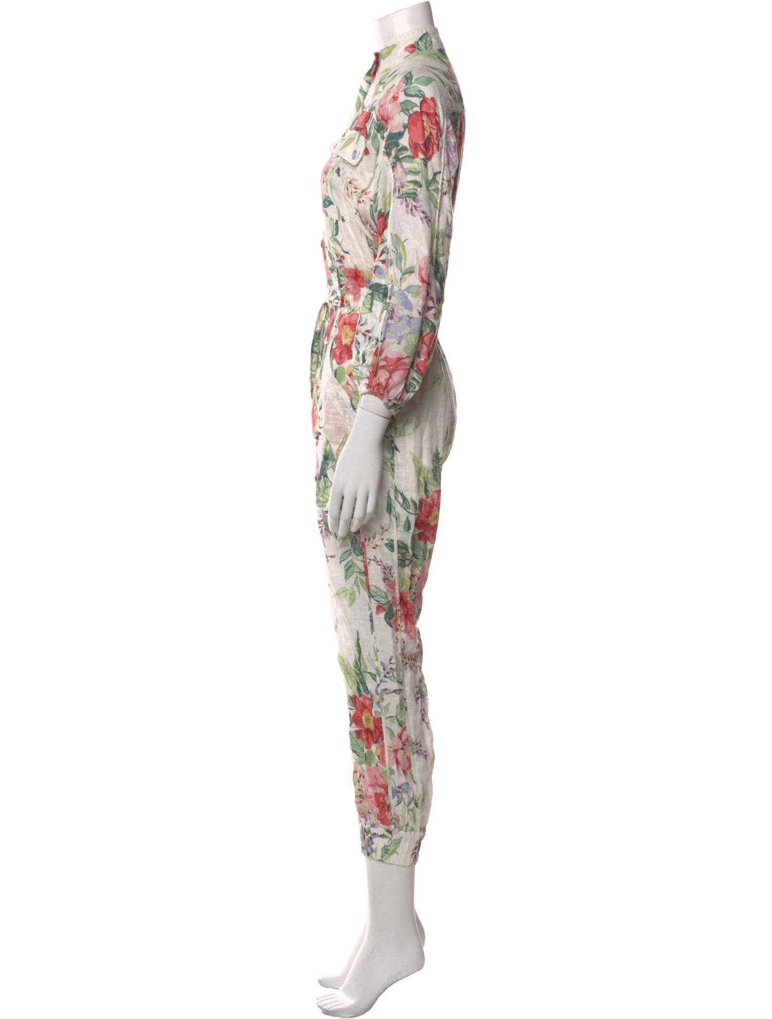 Zimmermann Linen Floral Print Jumpsuit