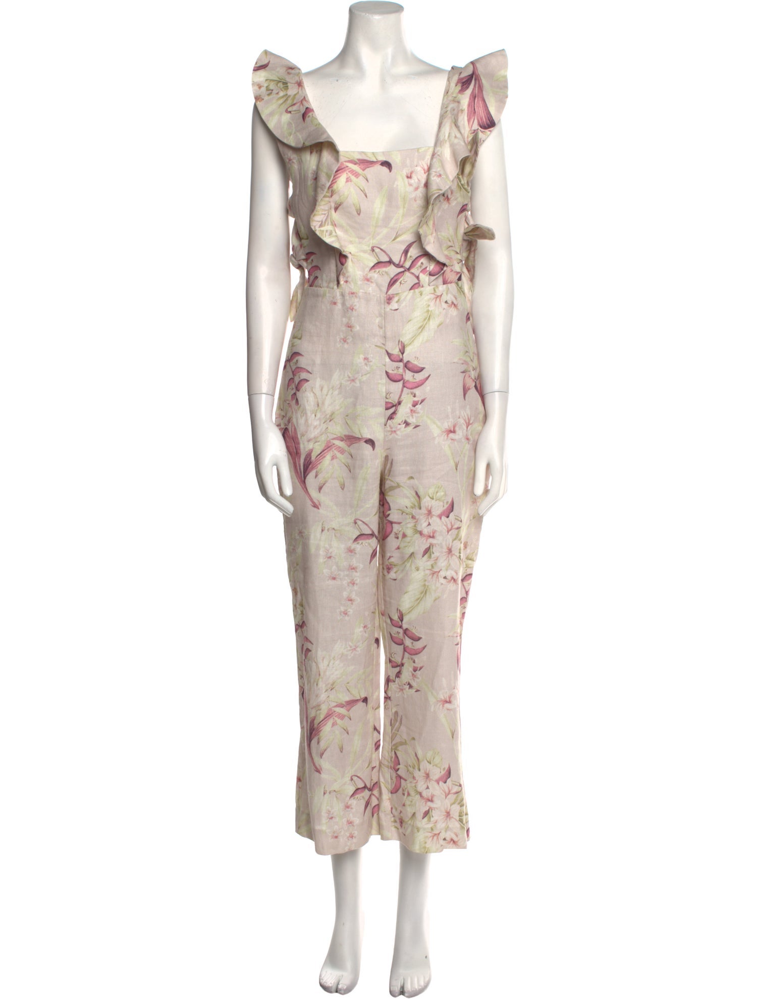 Zimmermann Linen Floral Print Jumpsuit