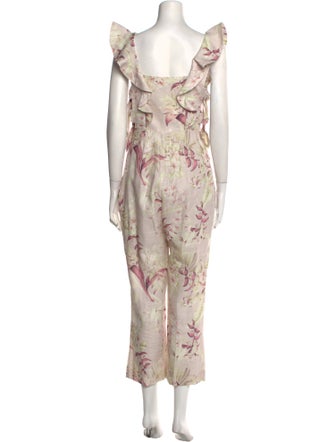 Zimmermann Linen Floral Print Jumpsuit