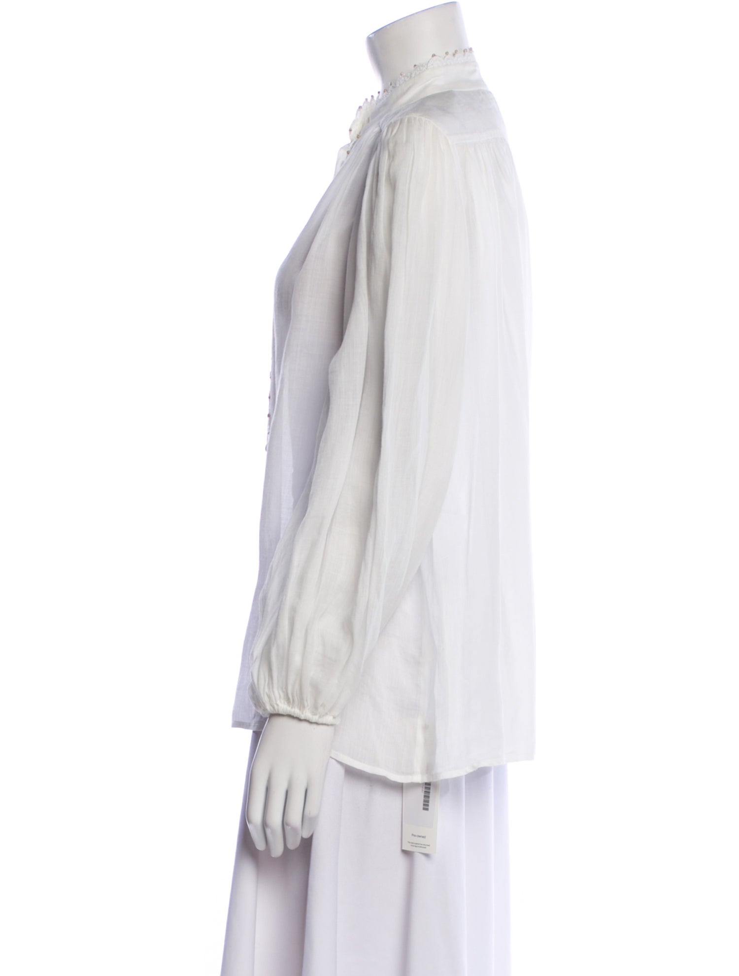 Zimmermann Mock Neck Long Sleeve Button-Up Top