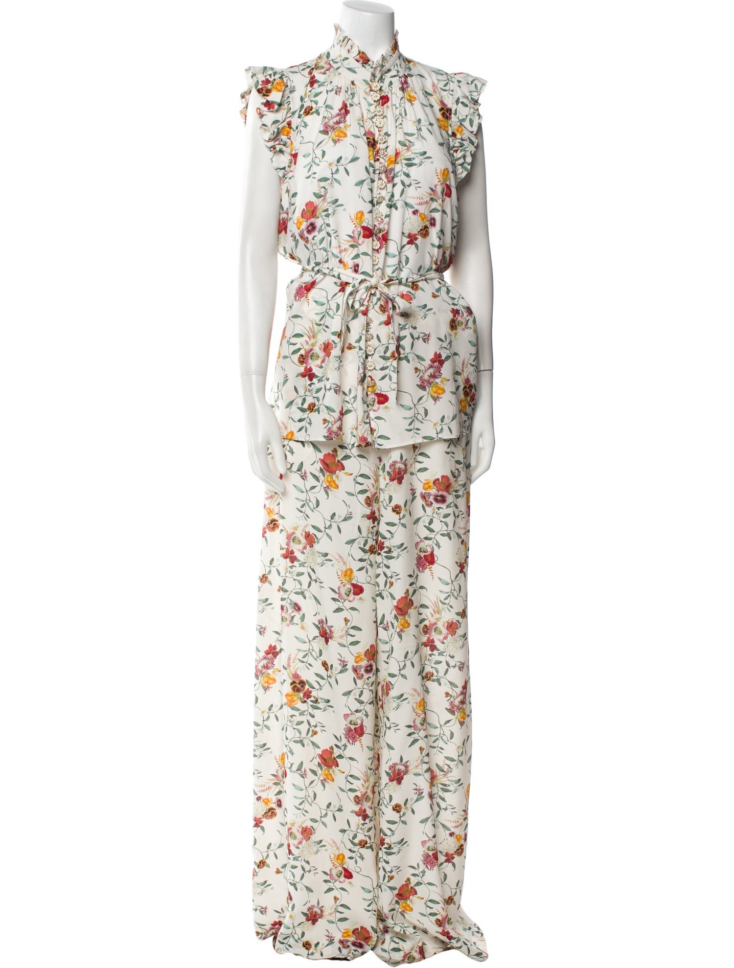 Zimmermann Printed Ruffle Embellishment Pant Set