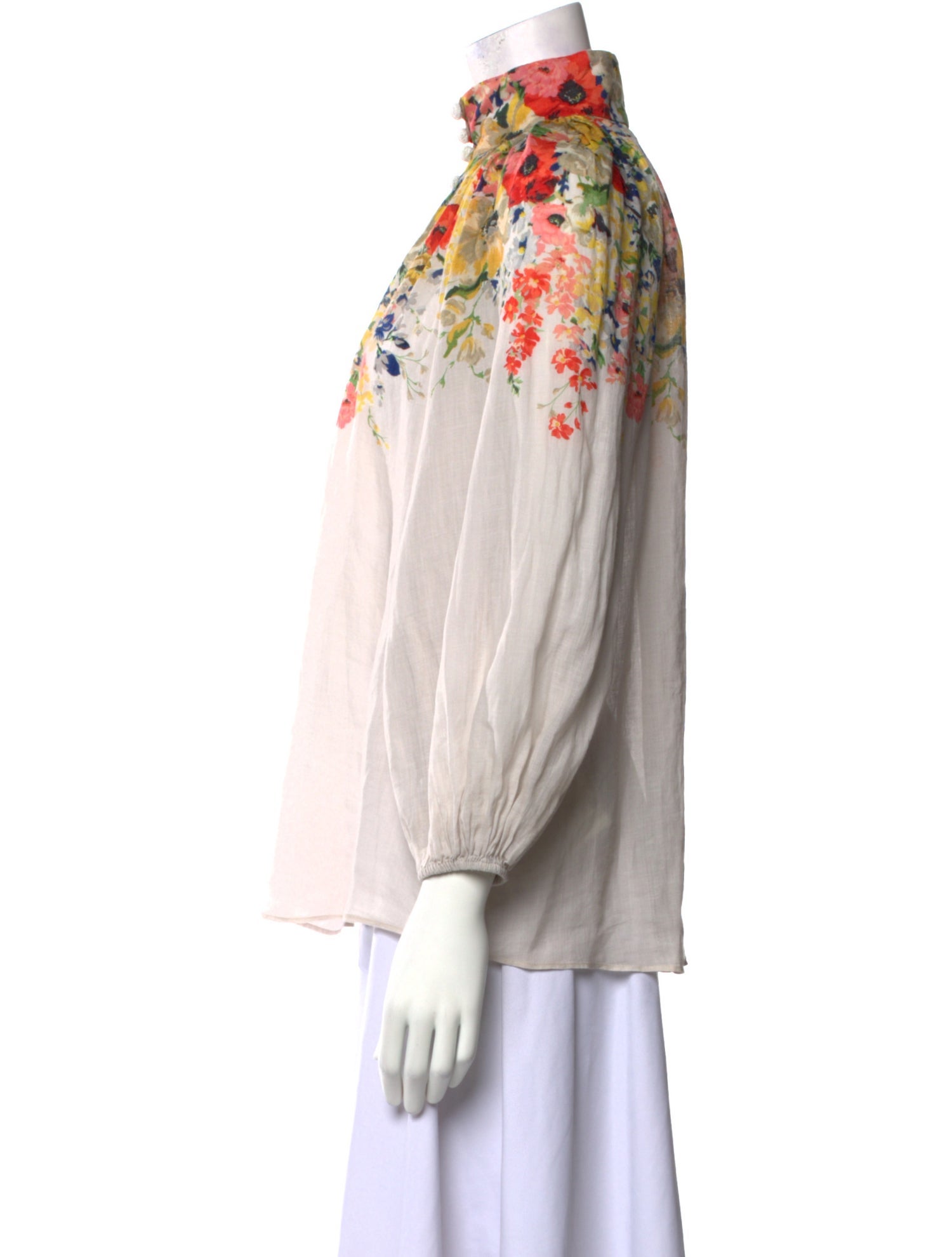 Zimmermann Floral Print Mock Neck Blouse