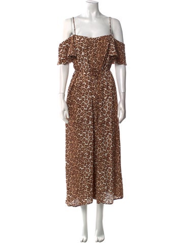 Zimmermann Jumpsuits and Rompers Animal Print Off-The-Shoulder Jumpsuit L