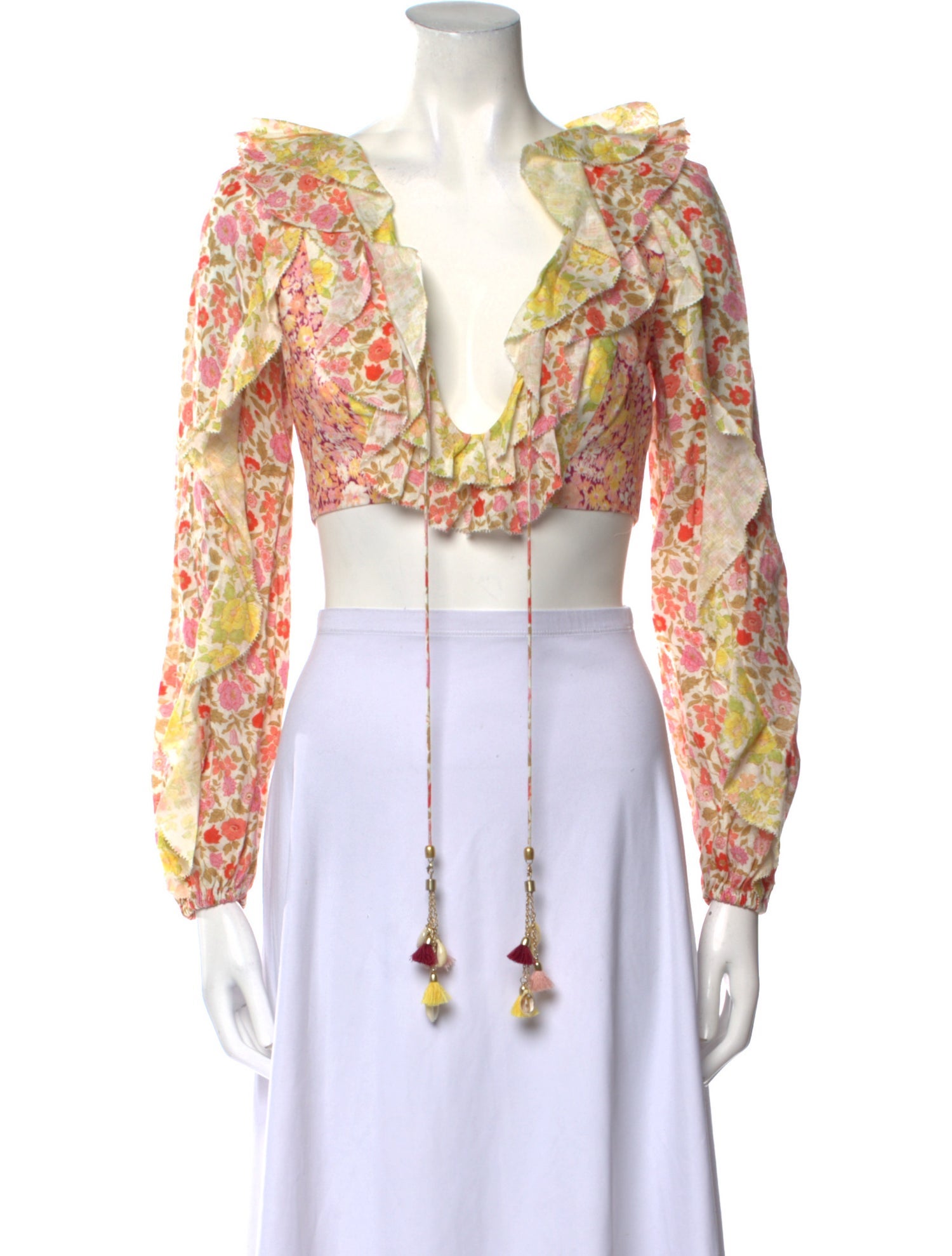 Zimmermann Linen Floral Print Crop Top w/ Tags