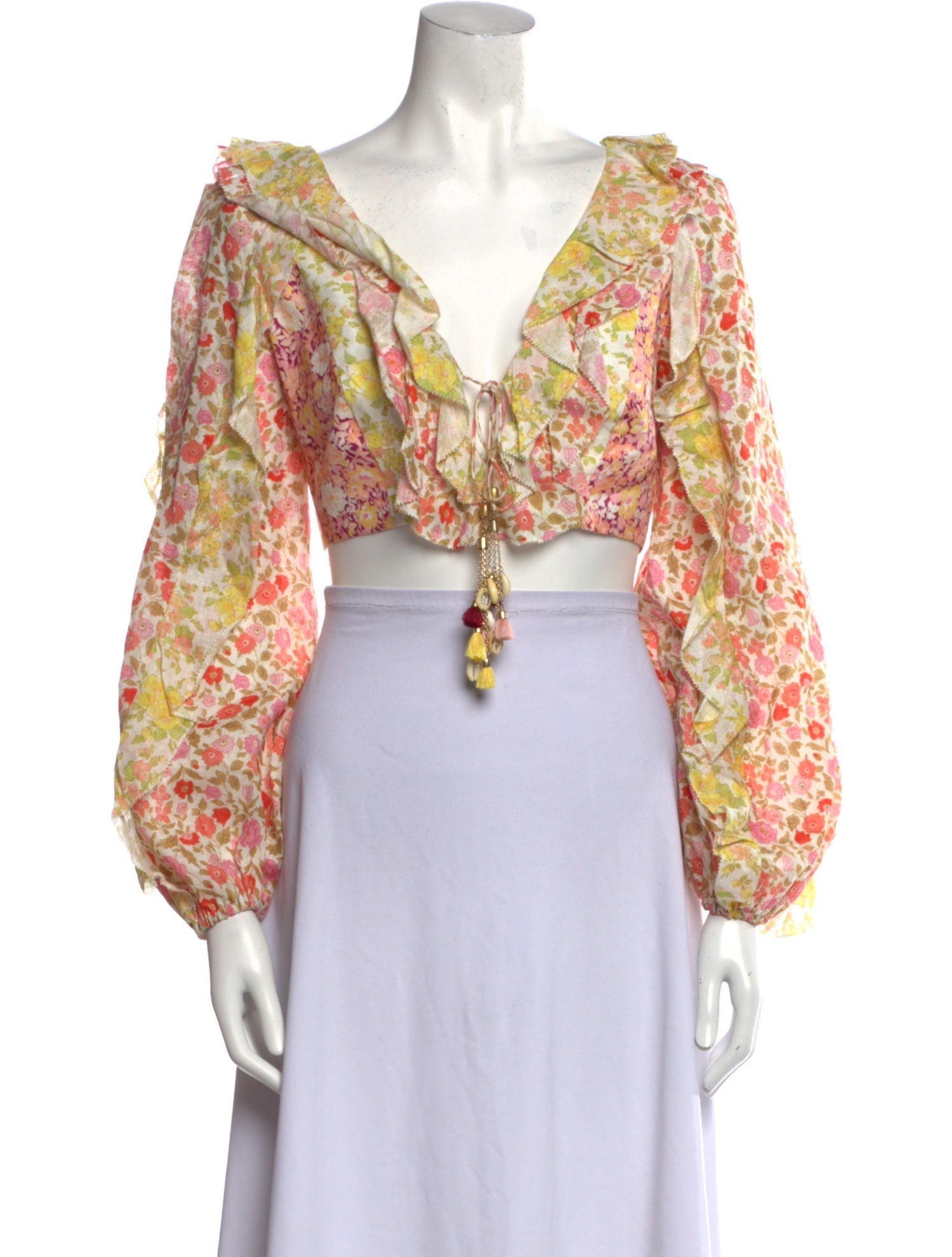 Zimmermann Linen Floral Print Crop Top