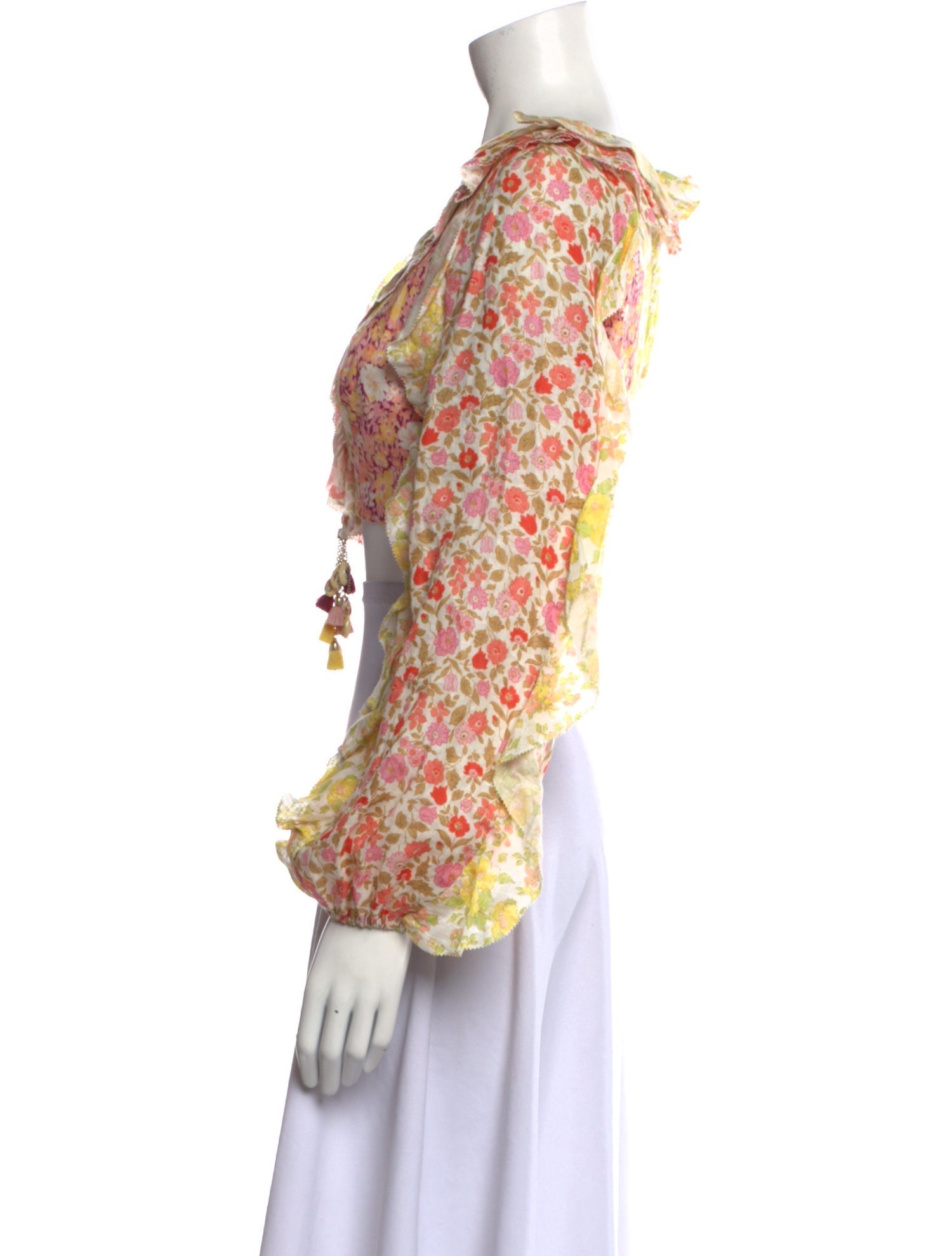 Zimmermann Linen Floral Print Crop Top