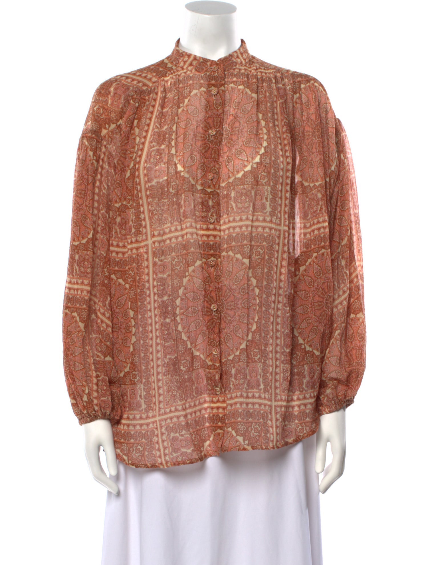 Zimmermann Paisley Print Mock Neck Blouse