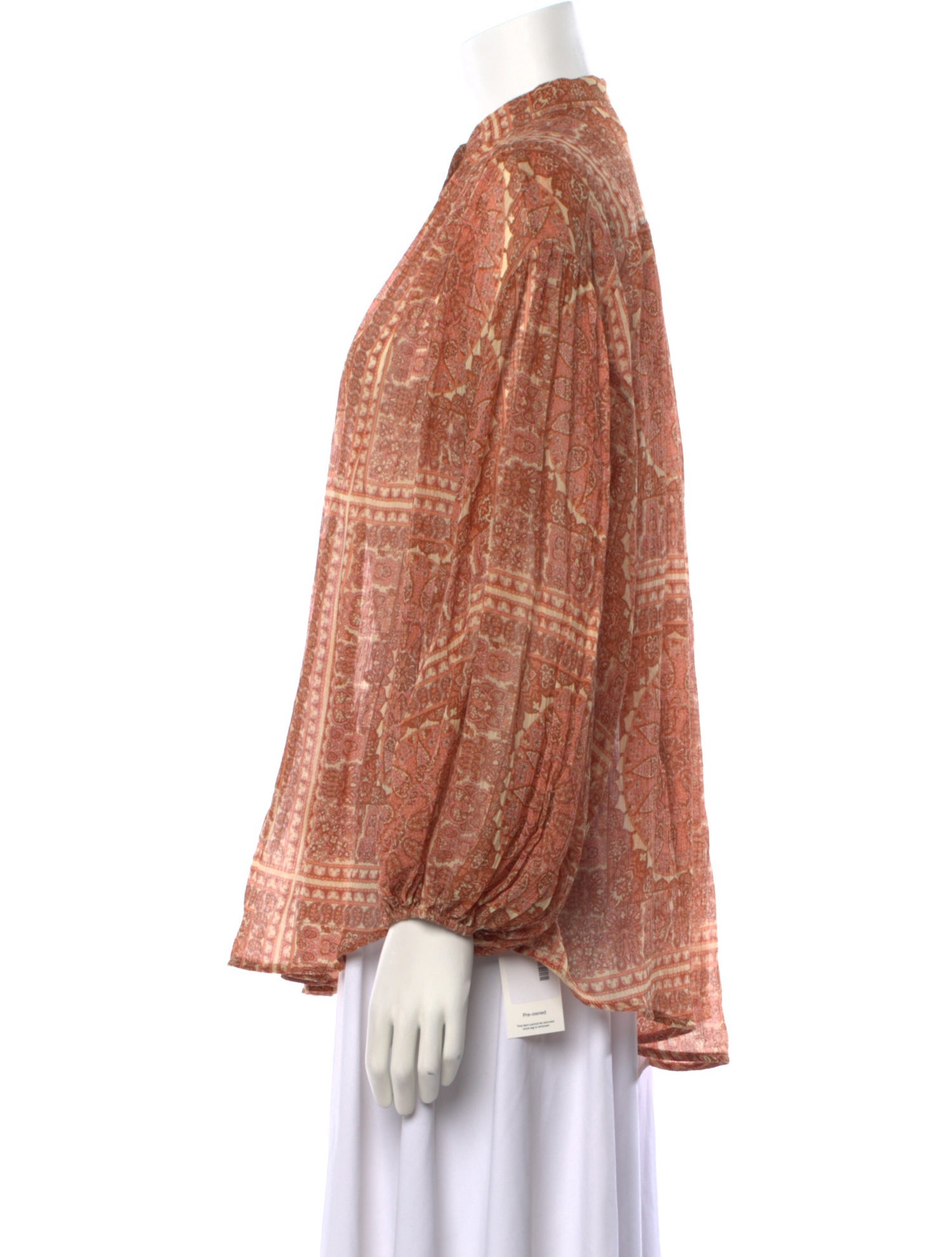 Zimmermann Paisley Print Mock Neck Blouse