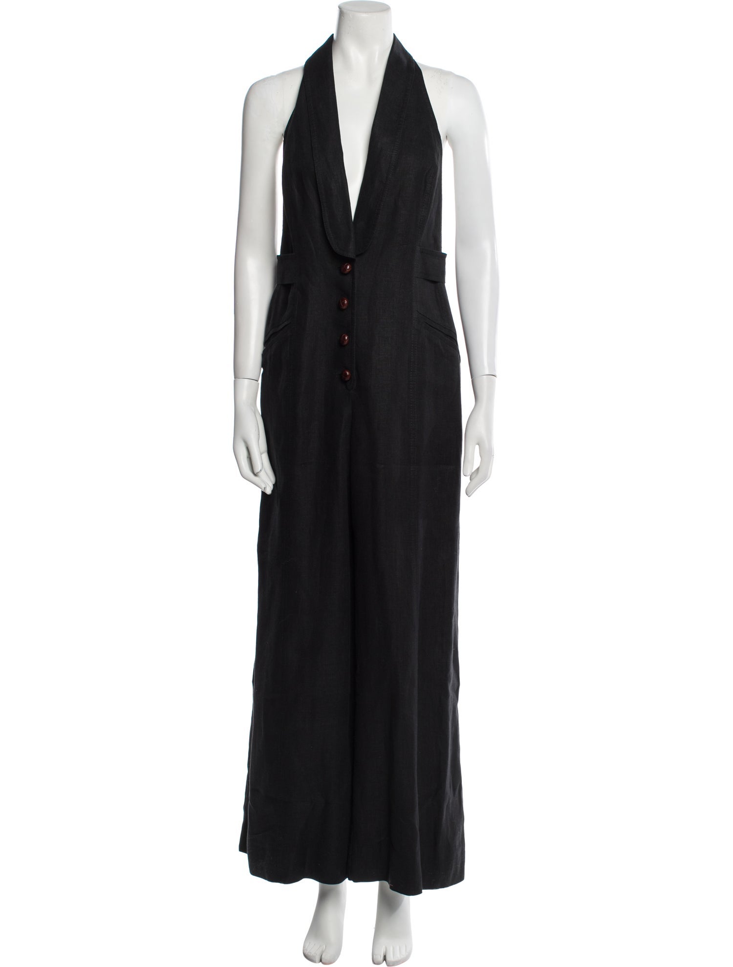 Zimmermann Linen Plunge Neckline Jumpsuit