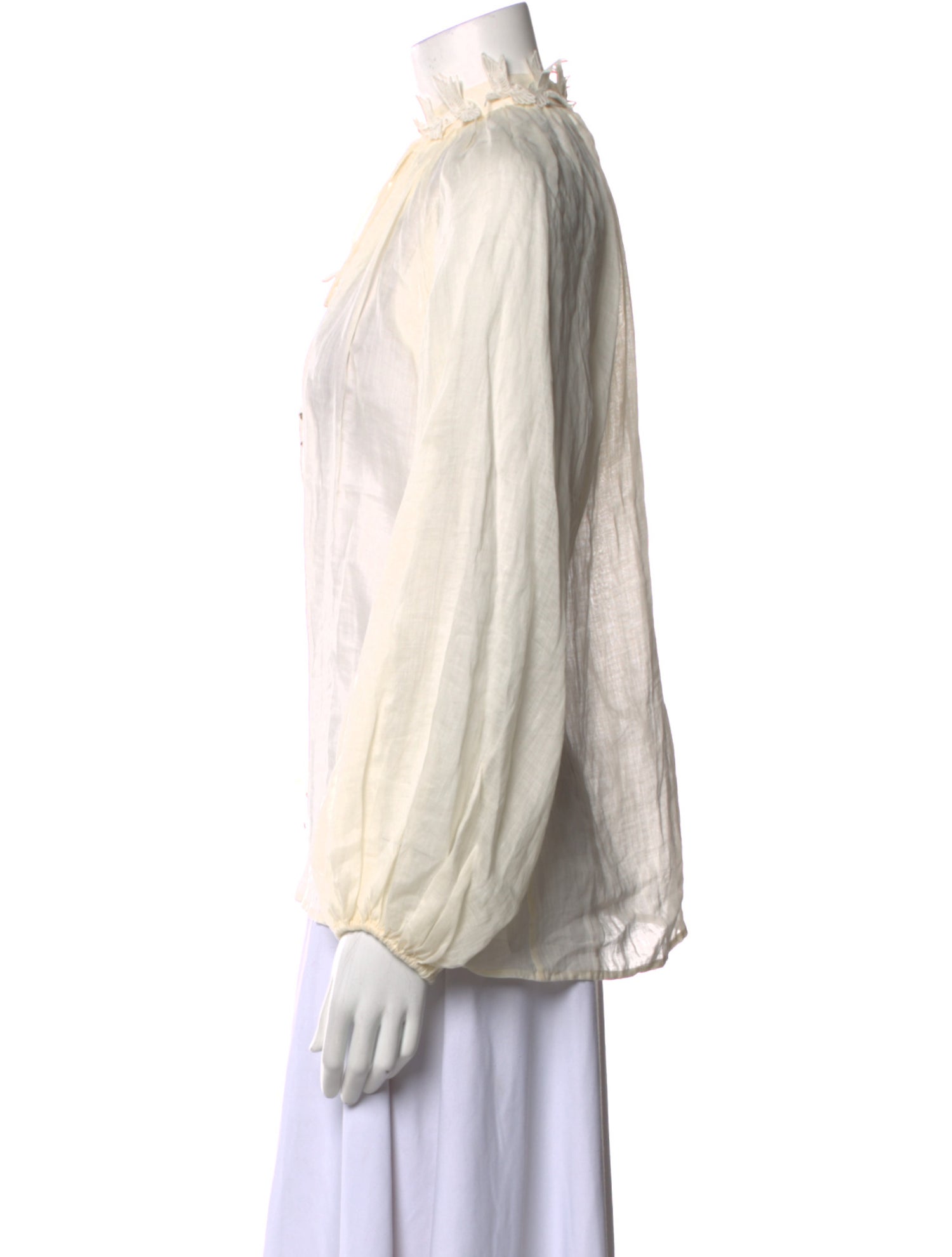 Zimmermann Mock Neck Long Sleeve Button-Up Top