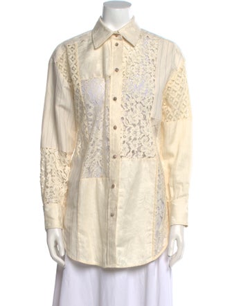 Zimmermann Lace Pattern Long Sleeve Button-Up Top