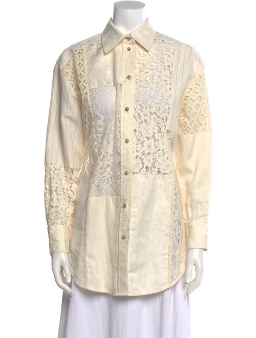 Zimmermann Lace Pattern Long Sleeve Button-Up Top