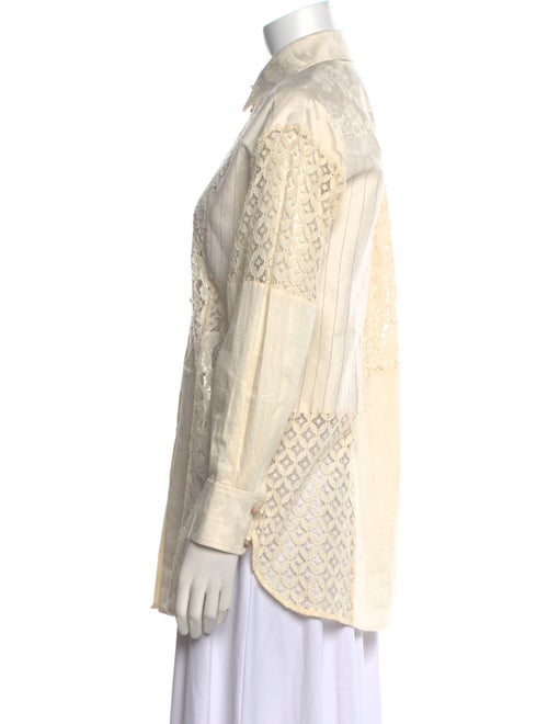 Zimmermann Lace Pattern Long Sleeve Button-Up Top