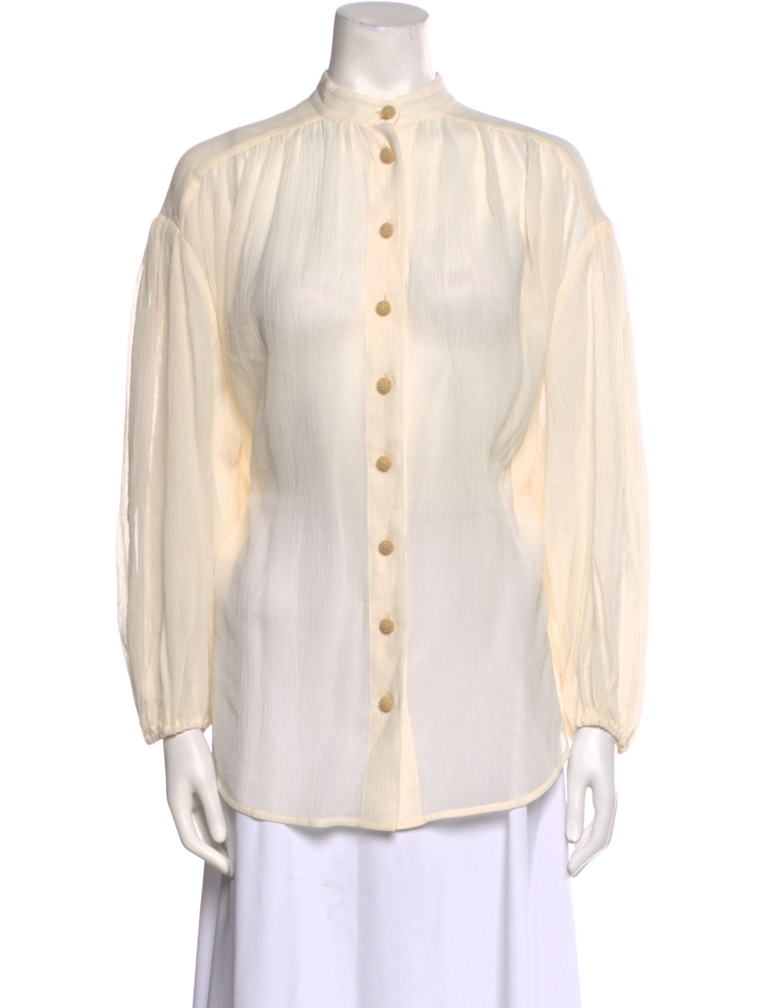 Zimmermann Mock Neck Long Sleeve Button-Up Top