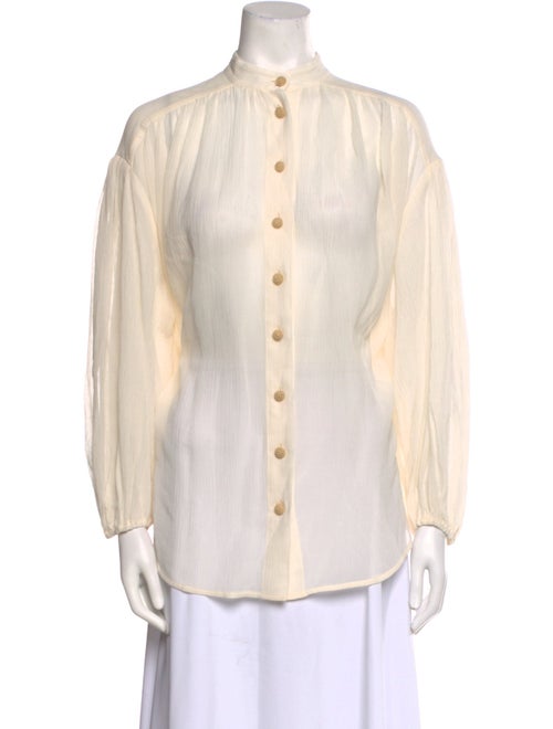 Zimmermann Mock Neck Long Sleeve Button-Up Top