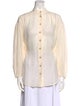 Zimmermann Mock Neck Long Sleeve Button-Up Top