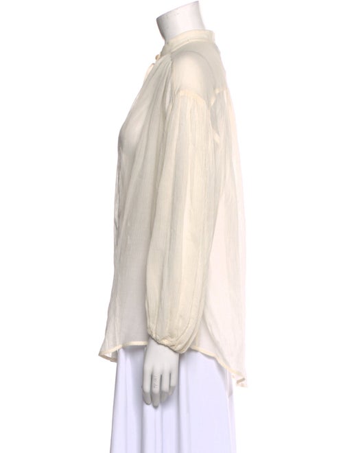 Zimmermann Mock Neck Long Sleeve Button-Up Top