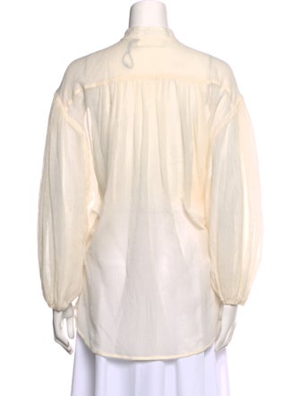 Zimmermann Mock Neck Long Sleeve Button-Up Top