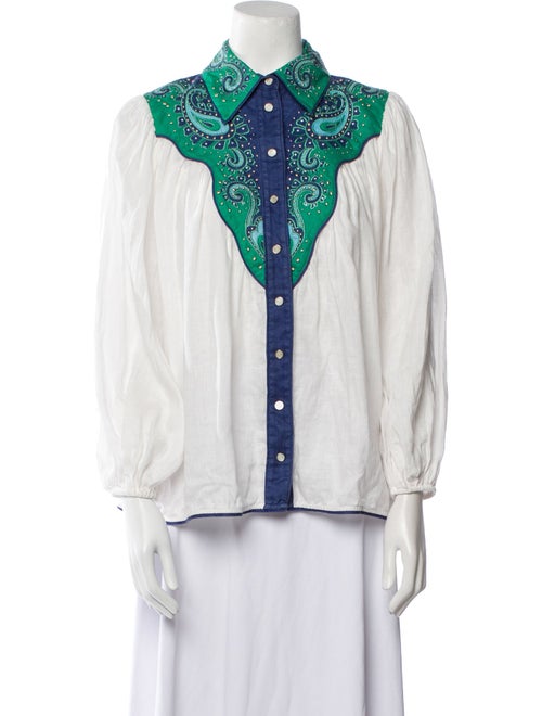 Zimmermann Linen Printed Button-Up Top