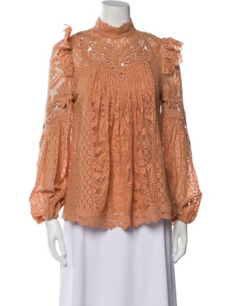 Zimmermann Lace Mock Neck Blouse