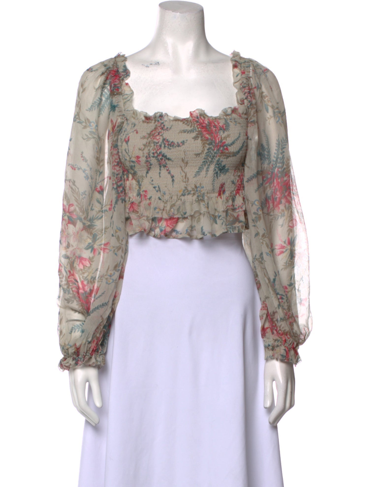 Zimmermann Silk Floral Print Crop Top